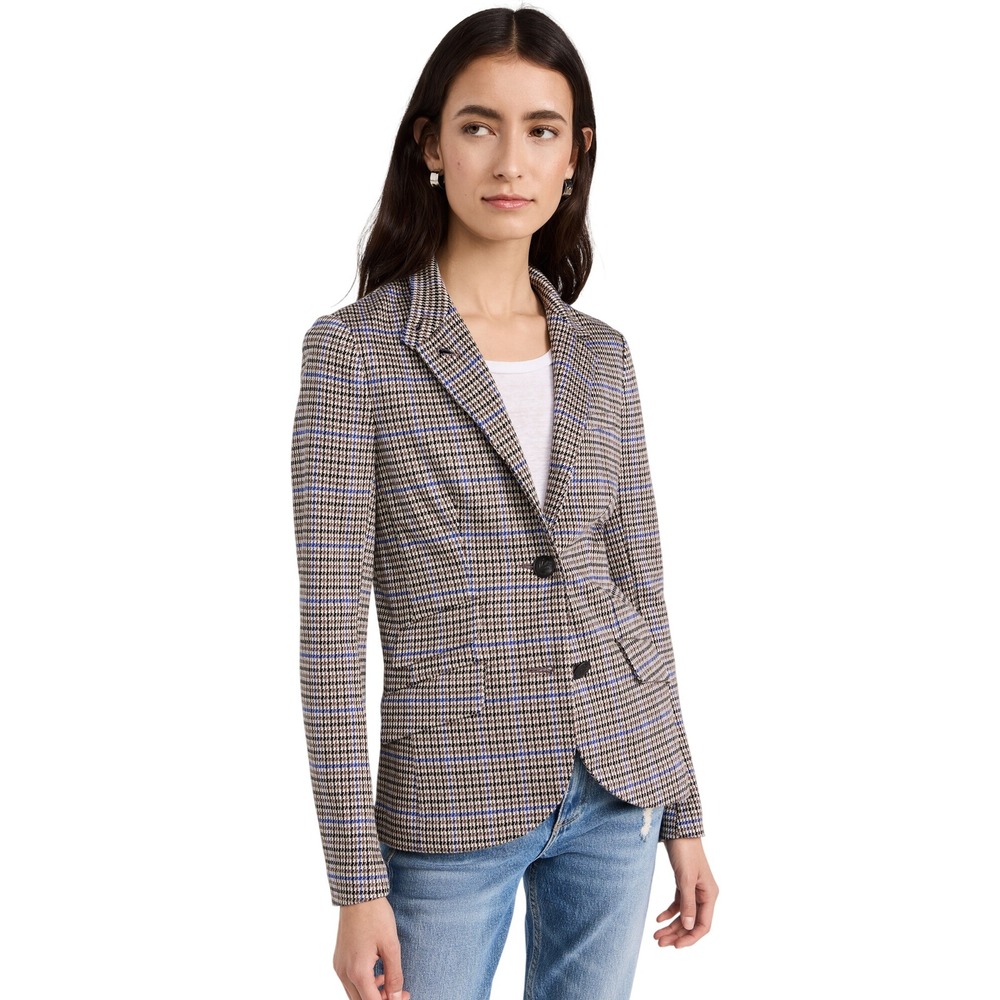 Rag & Bone New York‎ Blue Houndstooth Plaid Blazer Jacket Size 10 Womens